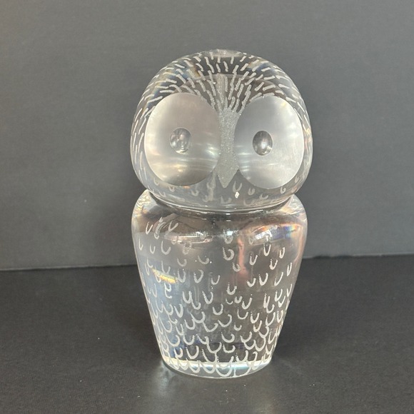 Set of 2 Vicke Lindstrand Kosta Crystal Owls - Signed f 15 & LG 2458 Sweden - Picture 3 of 8